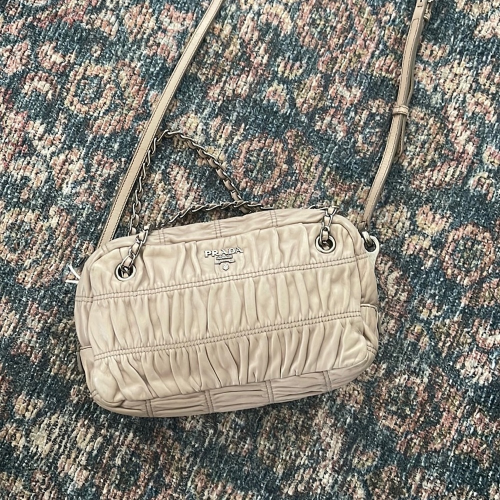 Vintage Prada gaufre taupe bag